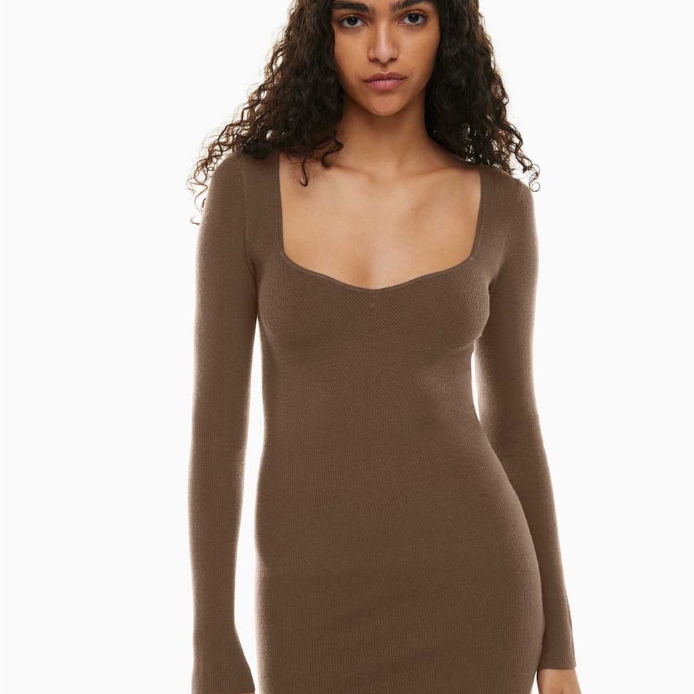 Elegant Brown Long Sleeve Dress